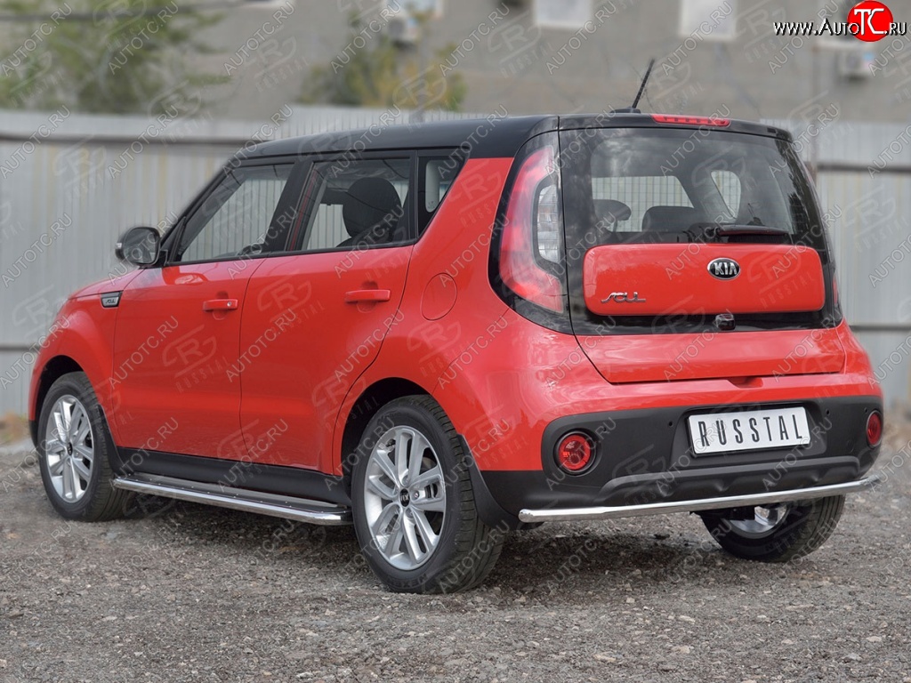 14 499 р. Одинарная защита заднего бампера диаметром 42 SLITKOFF  KIA Soul  PS (2014-2016) дорестайлинг  с доставкой в г. Таганрог