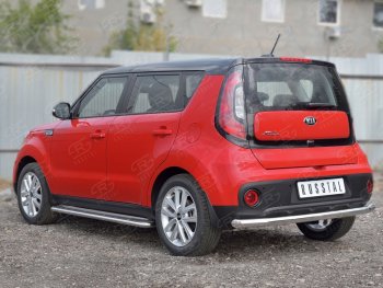 15 249 р. Одинарная защита заднего бампера из трубы диаметром 63 мм SLITKOFF  KIA Soul  PS (2014-2016) дорестайлинг  с доставкой в г. Таганрог. Увеличить фотографию 2