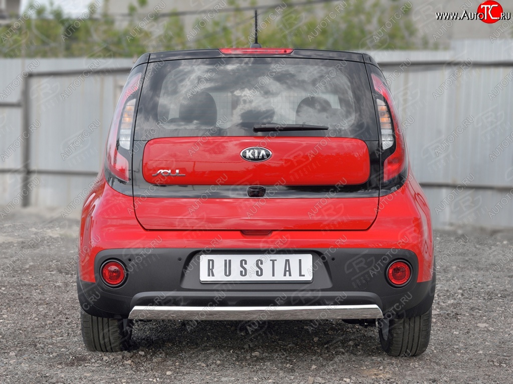 10 349 р. Защита заднего бампера (Ø75x42 мм, нержавейка) Russtal  KIA Soul  PS (2014-2016) дорестайлинг  с доставкой в г. Таганрог