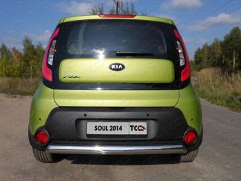 Защита заднего бампера (овальная) ТСС (нержавейка d75х42 мм) KIA (КИА) Soul (Сол)  PS (2014-2016) PS дорестайлинг