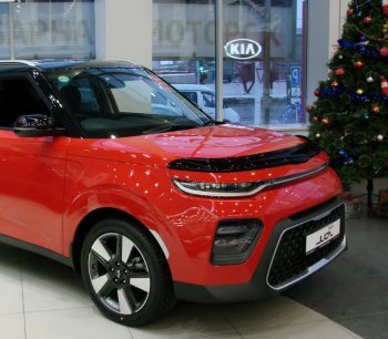 3 299 р. Дефлектор капота SIM  KIA Soul  SK3 (2018-2022)  с доставкой в г. Таганрог. Увеличить фотографию 1