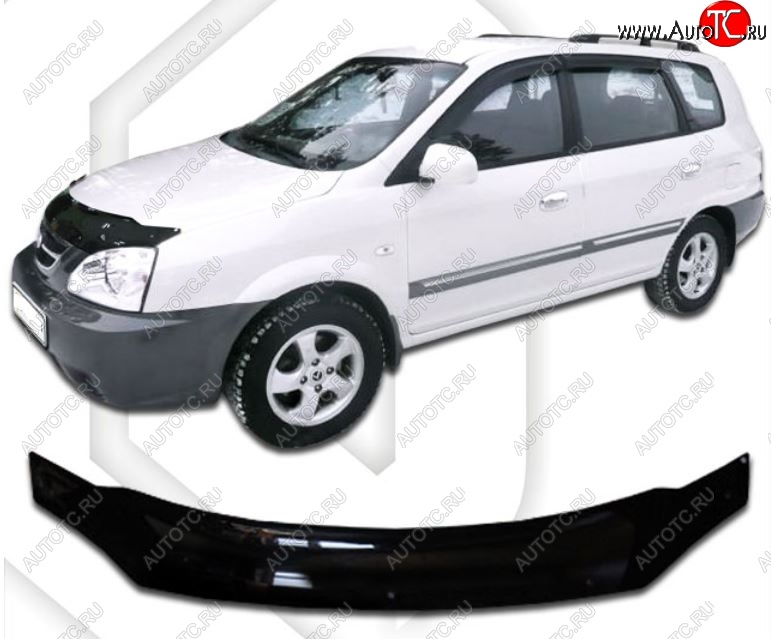 2 099 р. Дефлектор капота CA-Plastic  KIA X-Trek (2003-2005) (Classic черный, Без надписи)  с доставкой в г. Таганрог