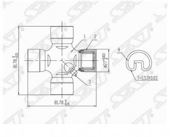 Крестовина карданного вала SAT  Discovery  3 L319, Range Rover Sport  1 L320