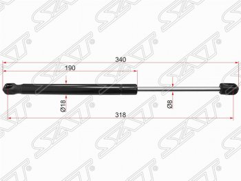 Упор капота SAT (L340 mm) Land Rover (Ленд) Freelander (Фриландер)  L359 (2006-2012) L359 дорестайлинг, 1-ый рестайлинг