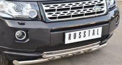 20 699 р. Защита переднего бампера (2 трубыØ63 и 42 мм, нержавейка) SLITKOFF  Land Rover Freelander  L359 (2006-2010) дорестайлинг  с доставкой в г. Таганрог. Увеличить фотографию 3