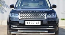 22 099 р. Защита переднего бампера (2 трубыØ76 и 63 мм, нержавейка) SLITKOFF  Land Rover Range Rover  4 L405 (2012-2017) дорестайлинг  с доставкой в г. Таганрог. Увеличить фотографию 4