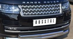 22 099 р. Защита переднего бампера (2 трубыØ76 и 63 мм, нержавейка) SLITKOFF  Land Rover Range Rover  4 L405 (2012-2017) дорестайлинг  с доставкой в г. Таганрог. Увеличить фотографию 1