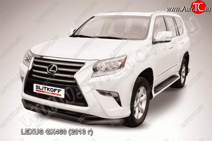 17 999 р. Защита переднего бампера из труб d76+d57 Slitkoff (двойная)  Lexus GX460  J150 (2013-2022) 1-ый рестайлинг, 2-ой рестайлинг (Цвет: серебристый)  с доставкой в г. Таганрог