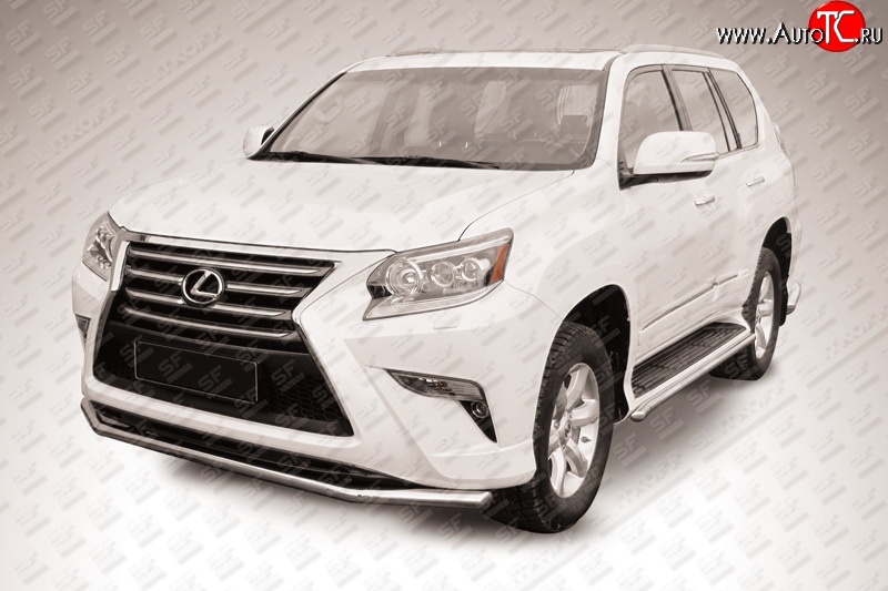 17 599 р. Одинарная защита переднего бампера из трубы диаметром 57 мм Slitkoff  Lexus GX460  J150 (2013-2022) 1-ый рестайлинг, 2-ой рестайлинг (Нержавейка, Полированная)  с доставкой в г. Таганрог