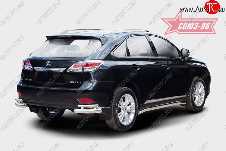 1 043 р. Двойная защита заднего бампера из боковых уголков (d76х42) Souz-96 Lexus RX 270 AL20 дорестайлинг (2015-2019)  с доставкой в г. Таганрог