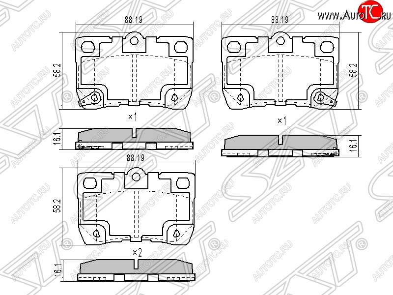 999 р. Колодки тормозные SAT (задние)  Lexus GS300  S190 (2007-2012), Toyota Crown  S180 (2003-2005), Toyota Mark X  X120 (2004-2009)  с доставкой в г. Таганрог