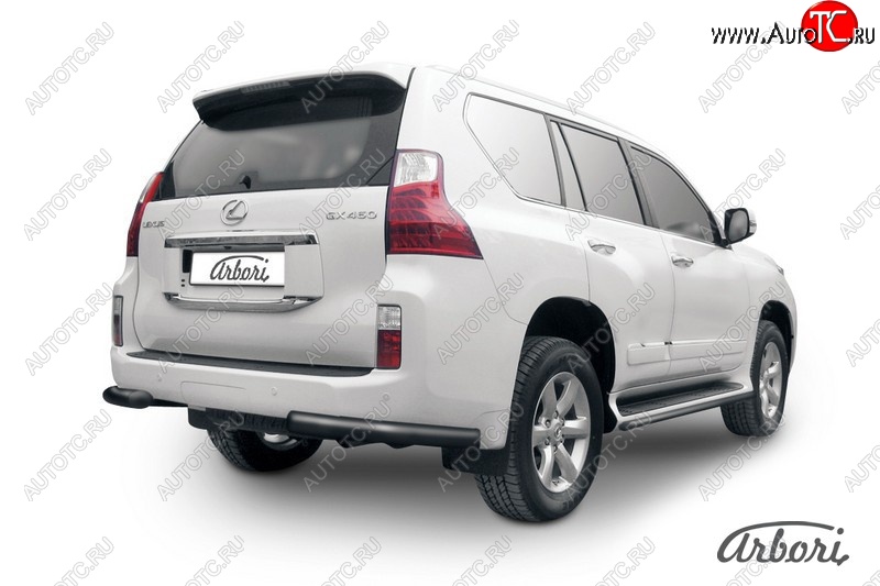 9 269 р. Защита заднего бампера Arbori (уголки, черная, 1 труба d76 mm). Lexus GX460 J150 дорестайлинг (2009-2013)  с доставкой в г. Таганрог