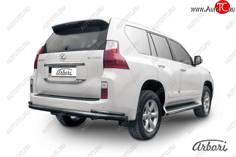 13 499 р. Защита заднего бампера Arbori (черная, 2 трубы d76 и 42 mm). Lexus GX460 J150 дорестайлинг (2009-2013)  с доставкой в г. Таганрог