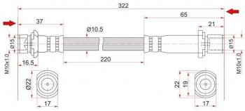 Тормозной шланг SAT (задний, левый/правый) Lexus GX460 J150 дорестайлинг (2009-2013)