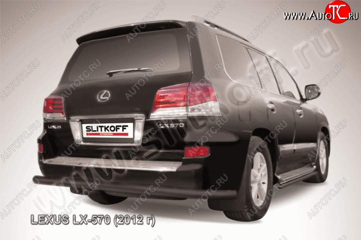 6 499 р. Защита заднего бампера из трубы d76 Slitkoff Lexus LX570 J200 1-ый рестайлинг (2012-2015) (Цвет: серебристый)  с доставкой в г. Таганрог