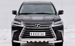 Защита переднего бампера (2 трубы Ø63 мм с зубами, нержавейка) SLITKOFF Lexus LX450d J200 2-ой рестайлинг (2015-2022)