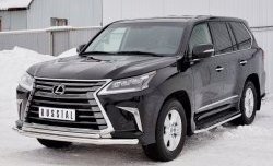 20 999 р. Защита переднего бампера (2 трубыØ63 и 42 мм, нержавейка) SLITKOFF Lexus LX450d J200 2-ой рестайлинг (2015-2022)  с доставкой в г. Таганрог. Увеличить фотографию 2