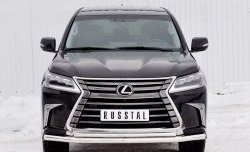 Защита переднего бампера (2 трубыØ63 и 42 мм, нержавейка) SLITKOFF Lexus LX450d J200 2-ой рестайлинг (2015-2022)