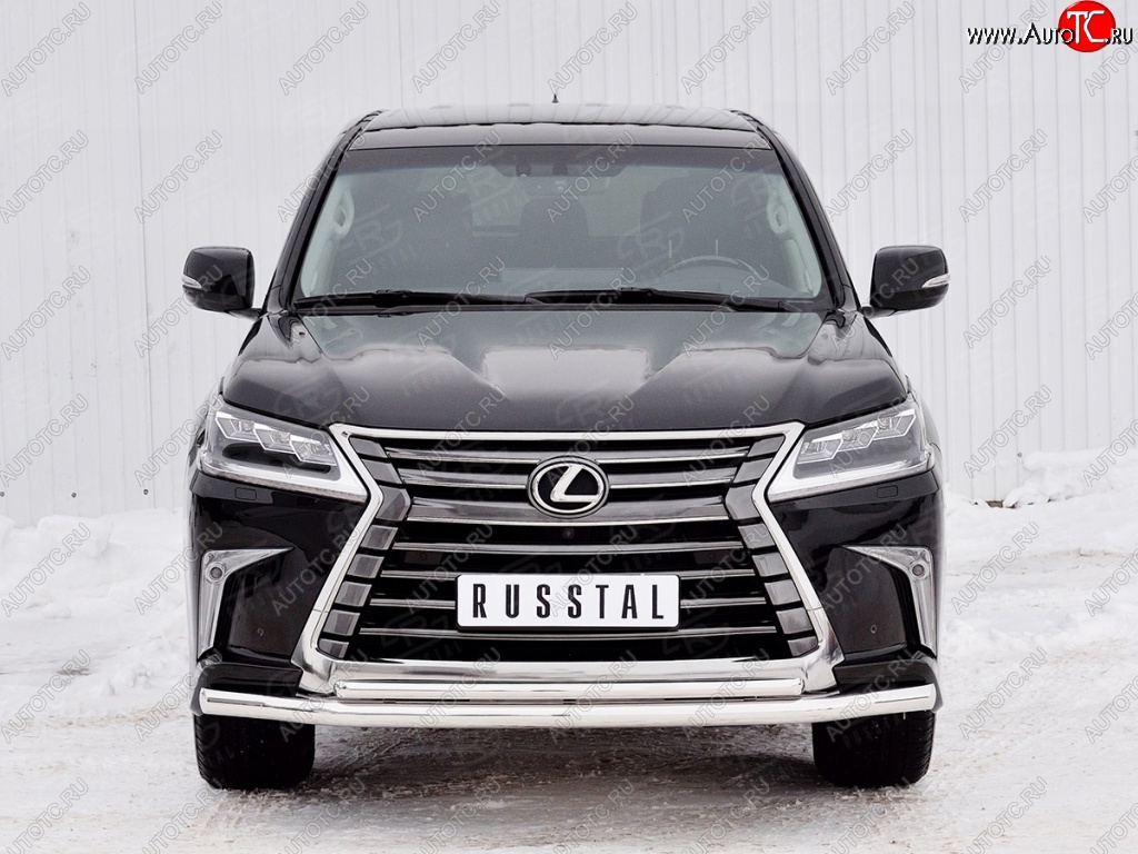 20 999 р. Защита переднего бампера (2 трубыØ63 и 42 мм, нержавейка) SLITKOFF Lexus LX450d J200 2-ой рестайлинг (2015-2022)  с доставкой в г. Таганрог