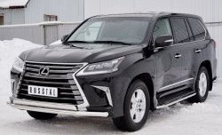 20 849 р. Защита переднего бампера (2 трубыØ63 и 75х42 мм, нержавейка) Russtal Lexus LX450d J200 2-ой рестайлинг (2015-2022)  с доставкой в г. Таганрог. Увеличить фотографию 2