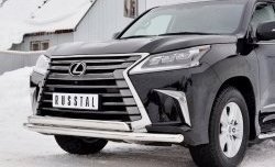 20 849 р. Защита переднего бампера (2 трубыØ63 и 75х42 мм, нержавейка) Russtal Lexus LX450d J200 2-ой рестайлинг (2015-2022)  с доставкой в г. Таганрог. Увеличить фотографию 4