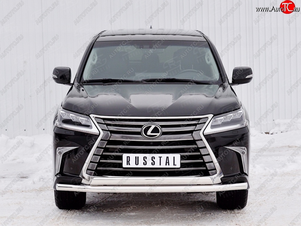 20 849 р. Защита переднего бампера (2 трубыØ63 и 75х42 мм, нержавейка) Russtal Lexus LX450d J200 2-ой рестайлинг (2015-2022)  с доставкой в г. Таганрог