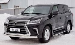 26 849 р. Защита переднего бампера (2 трубыØ76 и 63 мм, нержавейка) SLITKOFF  Lexus LX450d  J200 (2015-2022) 2-ой рестайлинг  с доставкой в г. Таганрог. Увеличить фотографию 2