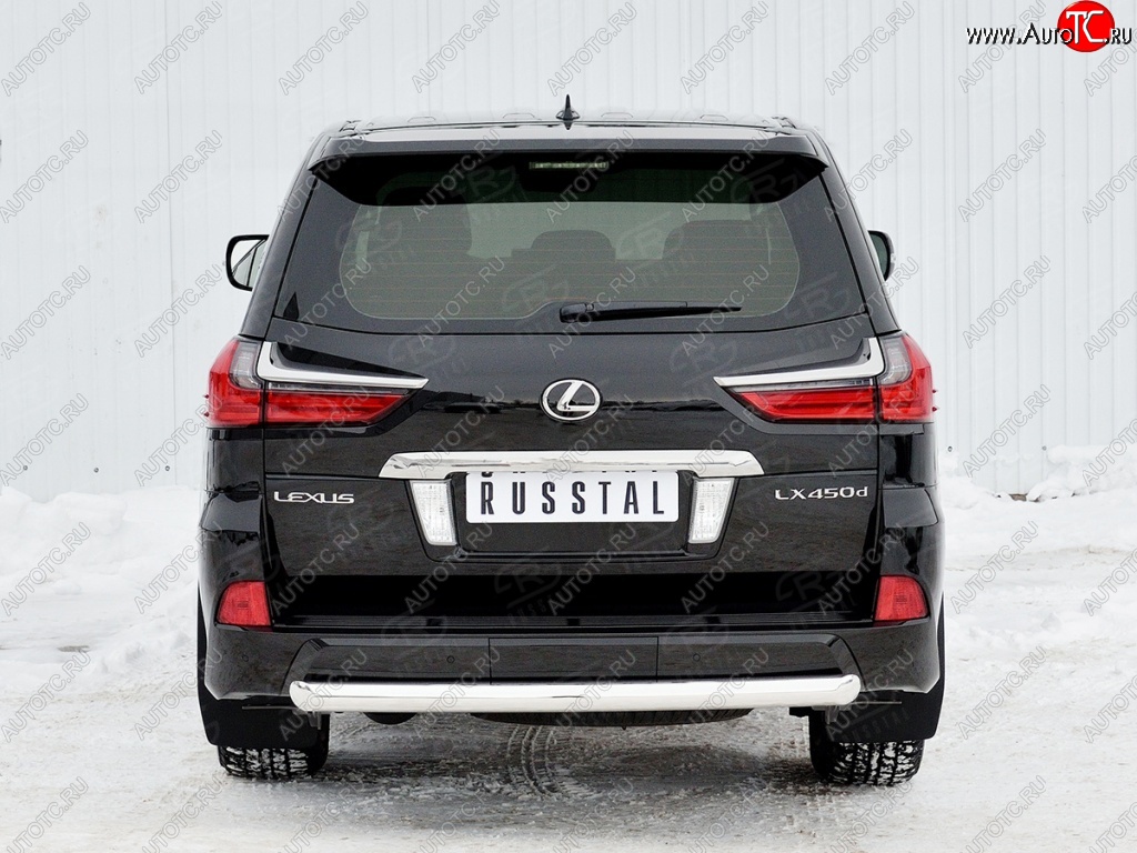 20 599 р. Защита заднего бампера (Ø76 мм, нержавейка, NOT F-SPORT/HERITAGE) SLITKOFF Lexus LX570 J200 2-ой рестайлинг (2015-2022)  с доставкой в г. Таганрог