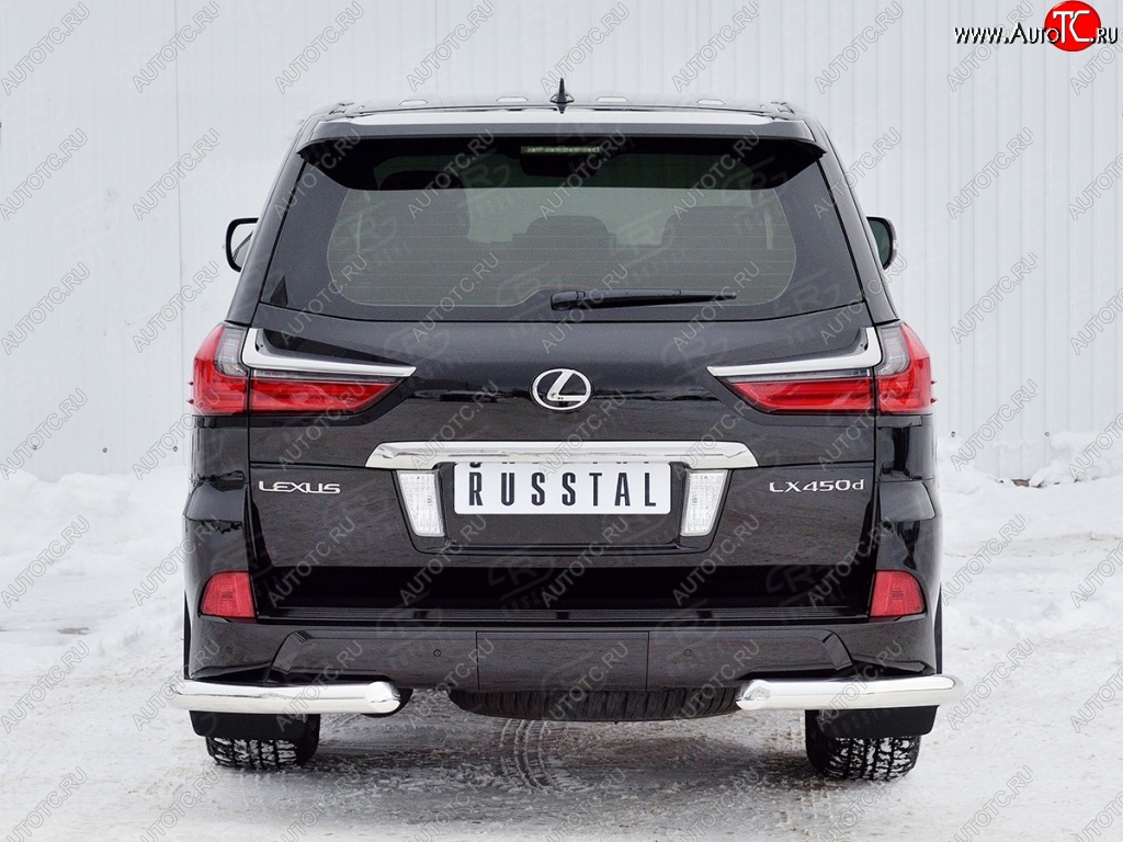 16 949 р. Защита заднего бампера (Ø76 мм уголки, нержавейка) SLITKOFF Lexus LX450d J200 2-ой рестайлинг (2015-2022)  с доставкой в г. Таганрог