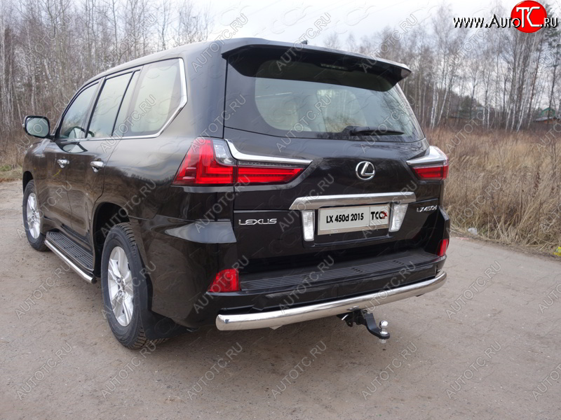 26 999 р. Защита заднего бампера (овальная) ТСС (нержавейка d75х42 мм) Lexus LX570 J200 2-ой рестайлинг (2015-2022)  с доставкой в г. Таганрог