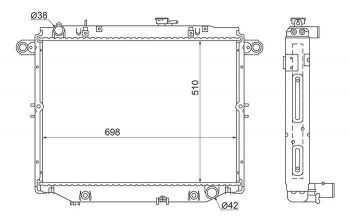 11 549 р. Радиатор двигателя (пластинчатый, 4.7, АКПП) SAT  Lexus LX470  J100 (1998-2002), Toyota Land Cruiser  100 (1998-2007)  с доставкой в г. Таганрог. Увеличить фотографию 1