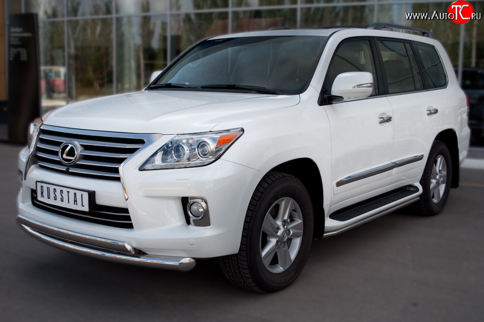 16 799 р. Защита порогов SLITKOFF из круглой трубы диаметром 42 мм (2012-н.в.) Lexus LX570 J200 дорестайлинг (2007-2012)  с доставкой в г. Таганрог