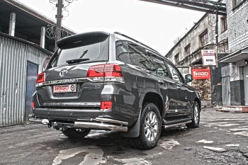 10 999 р. Защита заднего бампера WINBO (уголки, Ø76 и 38 мм, нержавейка) Toyota Land Cruiser 200 дорестайлинг (2007-2012)  с доставкой в г. Таганрог. Увеличить фотографию 2