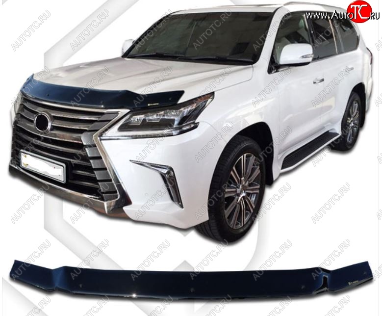 2 189 р. Дефлектор капота CA-Plastiс  Lexus LX570  J200 (2015-2022) 2-ой рестайлинг (Classic черный, Без надписи)  с доставкой в г. Таганрог