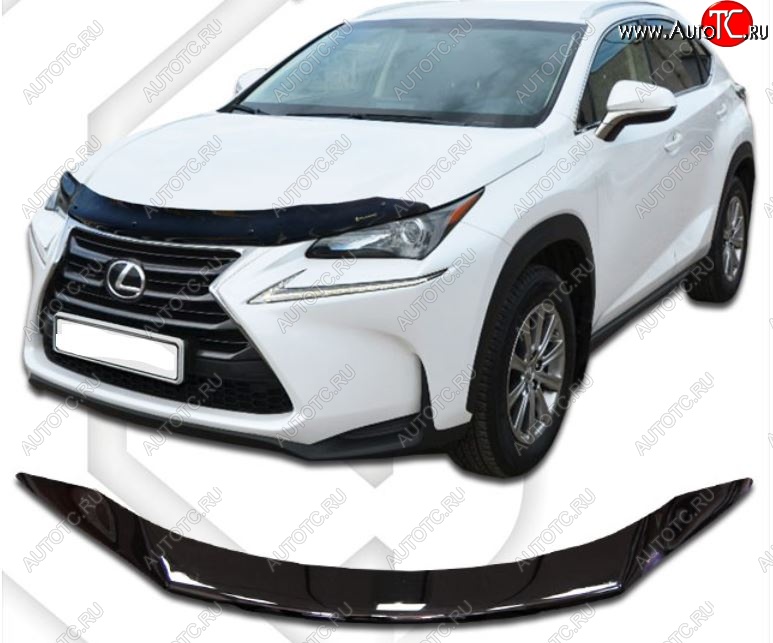 2 099 р. Дефлектор капота CA-Plastic  Lexus NX300h  Z10 (2014-2017) дорестайлинг (Classic черный, Без надписи)  с доставкой в г. Таганрог