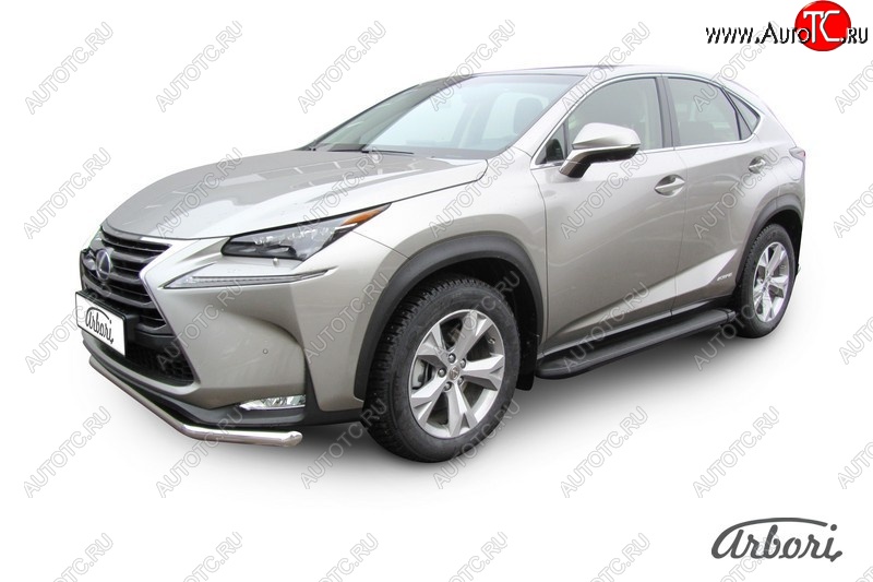 11 609 р. Порожки для ног Arbori Optima Black Lexus NX300h Z10 дорестайлинг (2014-2017)  с доставкой в г. Таганрог