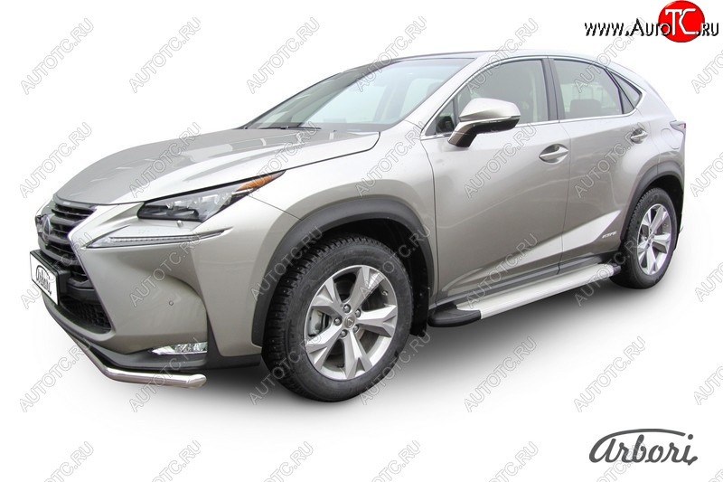 10 979 р. Порожки для ног Arbori Optima Silver Lexus NX300h Z10 дорестайлинг (2014-2017)  с доставкой в г. Таганрог