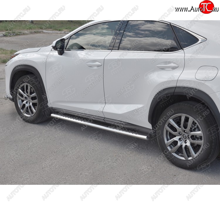 31 649 р. Пороги труба 120х60 Russtal (овал с проступью) Lexus NX300h Z10 дорестайлинг (2014-2017)  с доставкой в г. Таганрог