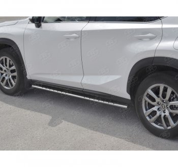 24 749 р. Пороги труба 75х42 Russtal (овал с проступью) Lexus NX300h Z10 дорестайлинг (2014-2017)  с доставкой в г. Таганрог. Увеличить фотографию 3