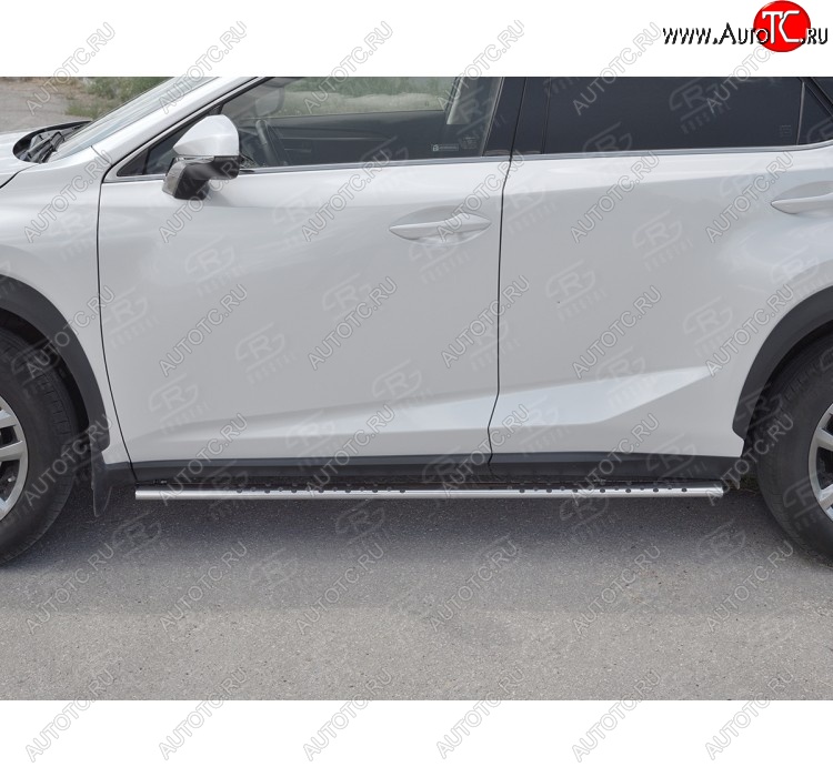 24 749 р. Пороги труба 75х42 Russtal (овал с проступью) Lexus NX300h Z10 дорестайлинг (2014-2017)  с доставкой в г. Таганрог