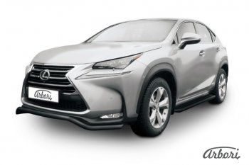 Защита переднего бампера Arbori (волна, черная, 1 труба d57 mm). Lexus NX300h Z10 дорестайлинг (2014-2017)