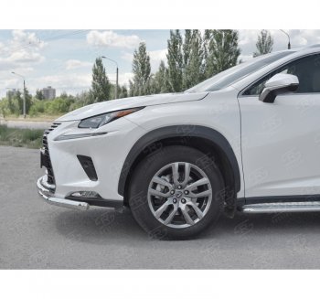 22 799 р. Защита переднего бампера (2 трубы Ø63 и 42 мм, нержавейка) SLITKOFF  Lexus NX300h  Z10 (2014-2017) дорестайлинг  с доставкой в г. Таганрог. Увеличить фотографию 2