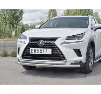 22 799 р. Защита переднего бампера (2 трубы Ø63 и 42 мм, нержавейка) SLITKOFF  Lexus NX300h  Z10 (2014-2017) дорестайлинг  с доставкой в г. Таганрог. Увеличить фотографию 3