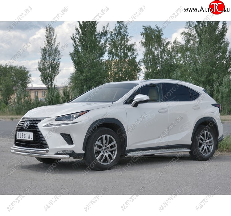 22 799 р. Защита переднего бампера (2 трубы Ø63 и 42 мм, нержавейка) SLITKOFF  Lexus NX300h  Z10 (2014-2017) дорестайлинг  с доставкой в г. Таганрог