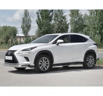 Защита переднего бампера (2 трубы Ø42 мм, нержавейка) SLITKOFF Lexus (Лексус) NX300h (НХ)  Z10 (2014-2017) Z10 дорестайлинг