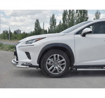 25 599 р. Защита переднего бампера (Ø63 мм с клыками, нержавейка) SLITKOFF  Lexus NX300h  Z10 (2014-2017) дорестайлинг  с доставкой в г. Таганрог. Увеличить фотографию 2