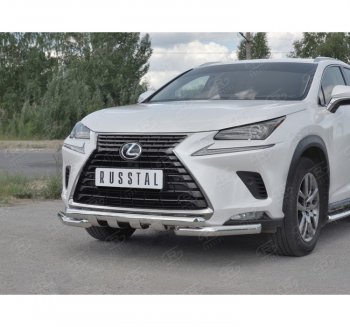 25 599 р. Защита переднего бампера (Ø63 мм с клыками, нержавейка) SLITKOFF  Lexus NX300h  Z10 (2014-2017) дорестайлинг  с доставкой в г. Таганрог. Увеличить фотографию 3