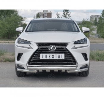 25 599 р. Защита переднего бампера (Ø63 мм с клыками, нержавейка) SLITKOFF  Lexus NX300h  Z10 (2014-2017) дорестайлинг  с доставкой в г. Таганрог. Увеличить фотографию 4