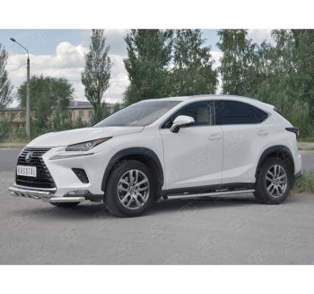 25 599 р. Защита переднего бампера (Ø63 мм с клыками, нержавейка) SLITKOFF  Lexus NX300h  Z10 (2014-2017) дорестайлинг  с доставкой в г. Таганрог. Увеличить фотографию 1