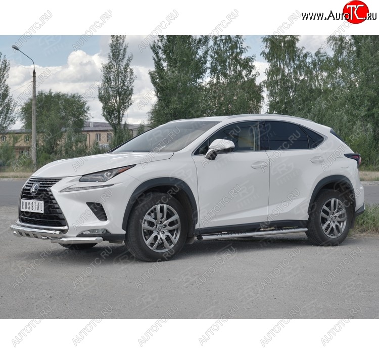 25 599 р. Защита переднего бампера (Ø63 мм с клыками, нержавейка) SLITKOFF  Lexus NX300h  Z10 (2014-2017) дорестайлинг  с доставкой в г. Таганрог